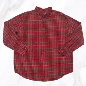 Vintage Chaps Ralph Lauren Men's Red Plaid Button Down Dress Shirt, Size XXL‎